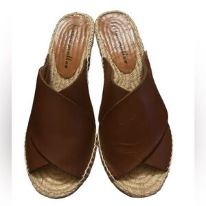 Bettye Muller Brown Espadrille Slide Sandals  Sz 10